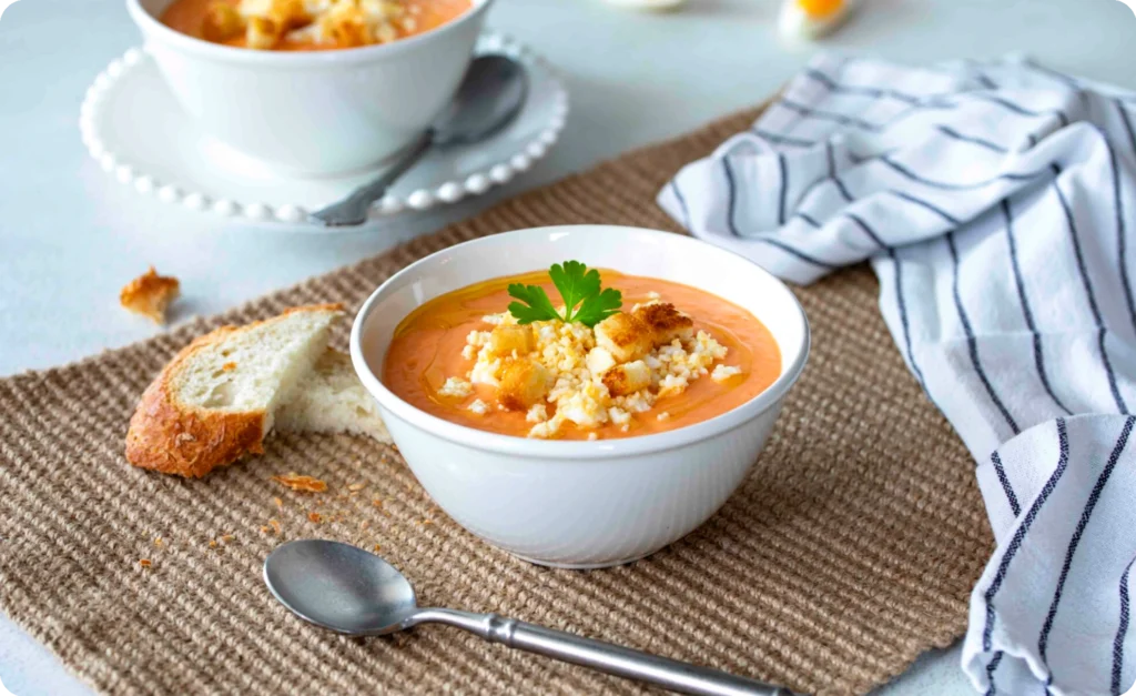 Salmorejo cordobés traditionnel originaire de Cordoue en Andalousie